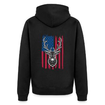 Rotwild-jagd-amerikanische Flagge Für - Unisex Premium Bio Zip Hoodie - Schwarz - Hinten - Nico (187cm)
