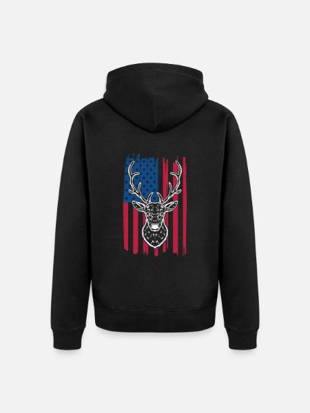 Rotwild-jagd-amerikanische Flagge Für - Unisex Premium Bio Zip Hoodie - Schwarz