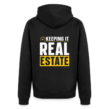 Keep it real estate for real estate agents - Unisex Premium Organic Zip Hoodie - black - Back - Nico (187cm)