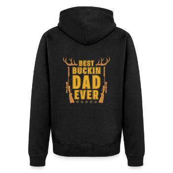 Bester Buckin-vater Aller Zeiten Für Hirschjäger - Unisex Premium Bio Zip Hoodie - Schwarz - Hinten - Nico (187cm)