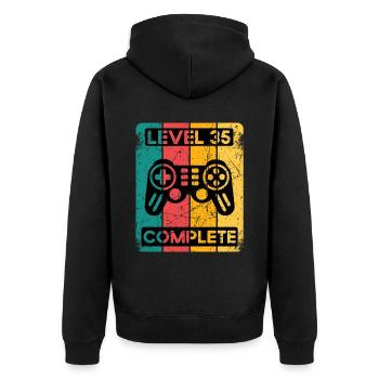 35. Geburtstag Shirt Gamer Zocker Männer Geschenk - Unisex Premium Bio Zip Hoodie - Schwarz - Hinten - Nico (187cm)