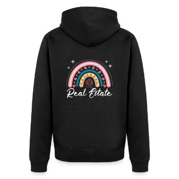 Immobilien Für Immobilienmakler - Unisex Premium Bio Zip Hoodie - Schwarz - Hinten - Nico (187cm)