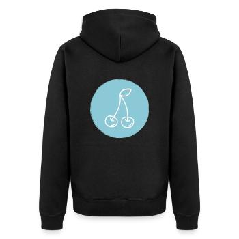 Cherry - Unisex Premium Organic Zip Hoodie - black - Back - Nico (187cm)