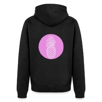 Ananas - Unisex Premium Bio Zip Hoodie - Schwarz - Hinten - Nico (187cm)