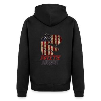 Patriotic Sweetie Dinosaur - Unisex Premium Organic Zip Hoodie - black - Back - Nico (187cm)