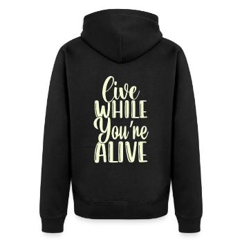 Vivez pendant que votre voyageur vivant voyage touristique - Veste à capuche bio Premium Unisexe - noir - Dos - Nico (187cm)