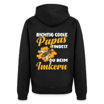 Imker Spruch Lustig Imkerei Biene Bienen - Unisex Premium Bio Zip Hoodie - Schwarz - Hinten - Nico (187cm)