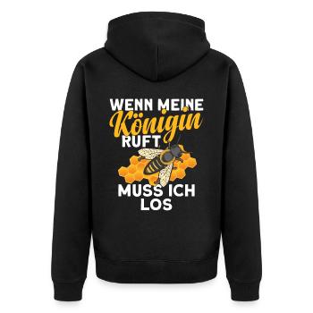 Bienen | Königin ruft | Hobbyimker Bienenzüchter - Unisex Premium Bio Zip Hoodie - Schwarz - Hinten - Nico (187cm)