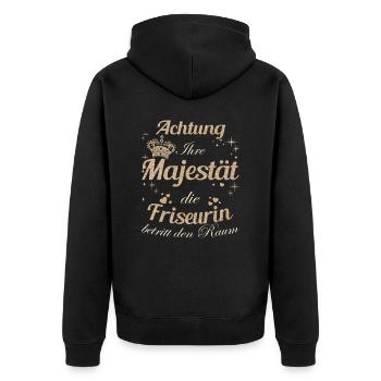 Haarstylist Frauen-Majestät Damen Friseurin - Unisex Premium Bio Zip Hoodie - Schwarz - Hinten - Nico (187cm)