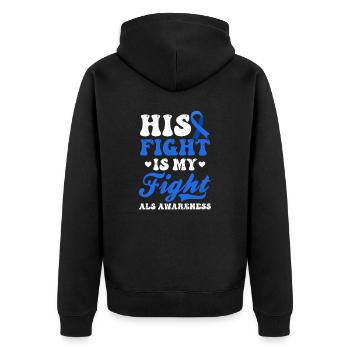 Als Awarenesss His My Fight - Unisex Premium Bio Zip Hoodie - Schwarz - Hinten - Nico (187cm)