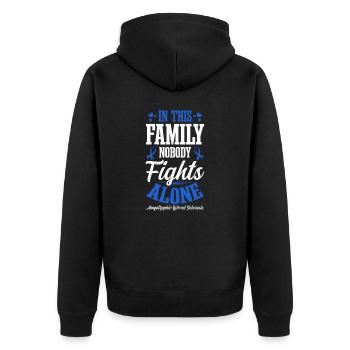 Als Bewusstsein kämpft niemand alleine - Unisex Premium Bio Zip Hoodie - Schwarz - Hinten - Nico (187cm)