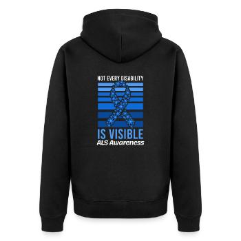 Als Bewusstsein nicht jede Behinderung sichtbar - Unisex Premium Bio Zip Hoodie - Schwarz - Hinten - Nico (187cm)