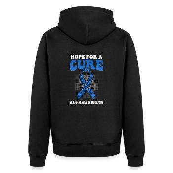 Als Awarenesss Hope For A Cure - Unisex Premium Bio Zip Hoodie - Schwarz - Hinten - Nico (187cm)