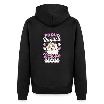Ragdoll Katze Stolze Ragdoll Rettung Mama - Unisex Premium Bio Zip Hoodie - Schwarz - Hinten - Nico (187cm)