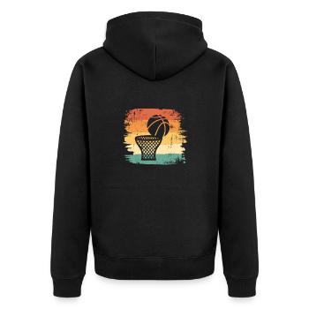Basketball Player Design - Retro Vintage - Unisex Premium Organic Zip Hoodie - black - Back - Nico (187cm)