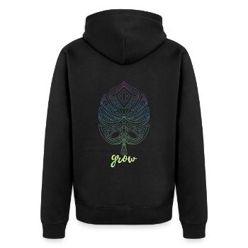 Monstera Yoga Méditation Feuille de Monstera - Veste à capuche bio Premium Unisexe - noir - Dos - Nico (187cm)