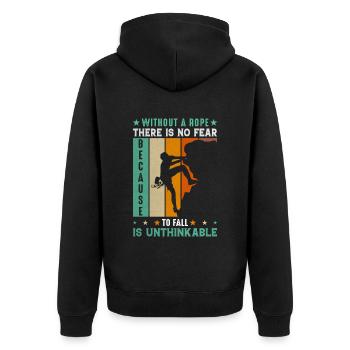 Without A Rope There Is No Fear Kletterer - Unisex Premium Bio Zip Hoodie - Schwarz - Hinten - Nico (187cm)