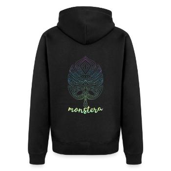 Monstera Yoga Meditation Monstera Leaf - Unisex Premium Organic Zip Hoodie - black - Back - Nico (187cm)