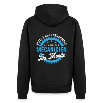Cadeau humour meilleur mécanicien monde drôle - Veste à capuche bio Premium Unisexe - noir - Dos - Nico (187cm)