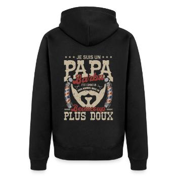 Papa barbu normal fans barbe barbier ciseaux coupe - Veste à capuche bio Premium Unisexe - noir - Dos - Nico (187cm)