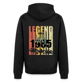 1985 geboren Im Juli Retro Geschenkidee - Unisex Premium Bio Zip Hoodie - Schwarz - Hinten - Nico (187cm)