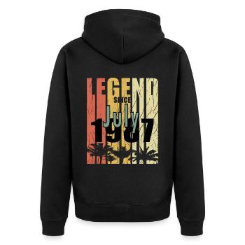 Juli 1987 Geburtstagsgruss retro design - Unisex Premium Bio Zip Hoodie - Schwarz - Hinten - Nico (187cm)
