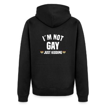 Lgbt Lesben Regenbogenfahne Bisexuell Queer - Unisex Premium Bio Zip Hoodie - Schwarz - Hinten - Nico (187cm)