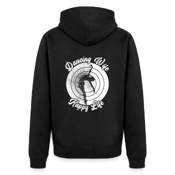 Dancing Wife Happy Life Dancer Ballet Ballerina - Unisex Premium Organic Zip Hoodie - black - Back - Nico (187cm)