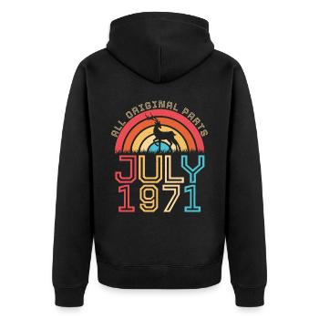 Salutations d’anniversaire pour juillet 1971 - Veste à capuche bio Premium Unisexe - noir - Dos - Nico (187cm)