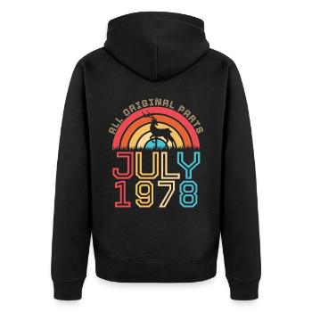 Geboren Im Juli 1978 - Unisex Premium Bio Zip Hoodie - Schwarz - Hinten - Nico (187cm)