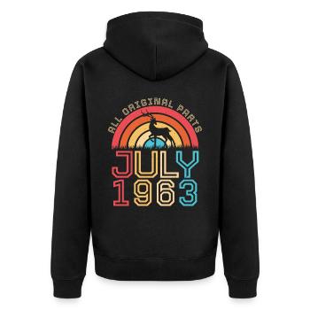 1963 Juillet Alles Original - Veste à capuche bio Premium Unisexe - noir - Dos - Nico (187cm)