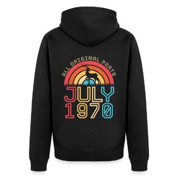 Salutations d’anniversaire pour juillet 1970 - Veste à capuche bio Premium Unisexe - noir - Dos - Nico (187cm)
