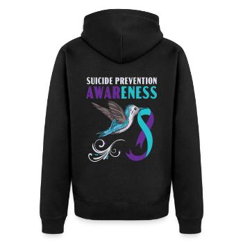 Suicide Prevention Awareness Mental Health - Unisex Premium Organic Zip Hoodie - black - Back - Nico (187cm)