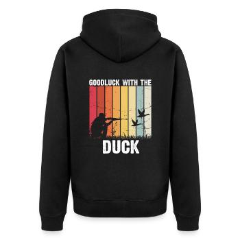 Chasse au canard Chasse au canard Chasseur de canard Chasseur de canard Conception - Veste à capuche bio Premium Unisexe - noir - Dos - Nico (187cm)