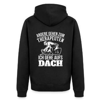 Andere Gehen Zum Therapeuten Ich Gehe - Unisex Premium Bio Zip Hoodie - Schwarz - Hinten - Nico (187cm)