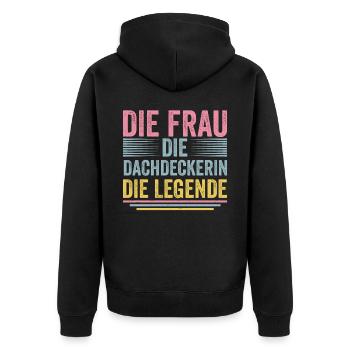 Die Frau Die Dachdeckerin Die Legende - Unisex Premium Bio Zip Hoodie - Schwarz - Hinten - Nico (187cm)