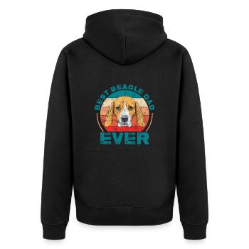 Beagle Father - Unisex Premium Organic Zip Hoodie - black - Back - Nico (187cm)