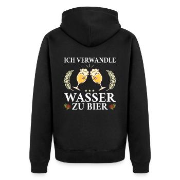 Ich verwandle Wasser zu Bier Hobby Brauer Bier geb - Unisex Premium Bio Zip Hoodie - Schwarz - Hinten - Nico (187cm)