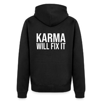 Karma will fix it fate justice - Unisex Premium Organic Zip Hoodie - black - Back - Nico (187cm)