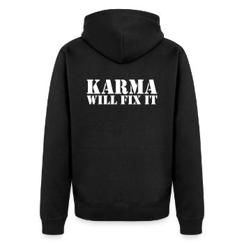 Le karma va le réparer Méditation - Veste à capuche bio Premium Unisexe - noir - Dos - Nico (187cm)
