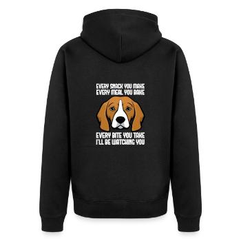 Beagle Hund Hunde Hundeliebhaber Haustier Geschenk - Unisex Premium Bio Zip Hoodie - Schwarz - Hinten - Nico (187cm)