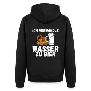 Ich verwandle Wasser zu Bier Brauerei und Hobby Bi - Unisex Premium Bio Zip Hoodie - Schwarz - Hinten - Nico (187cm)