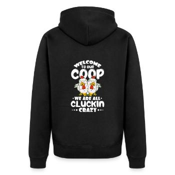 Huhn Bauernhof Geflügel Hahn Hühner Geschenk - Unisex Premium Bio Zip Hoodie - Schwarz - Hinten - Nico (187cm)