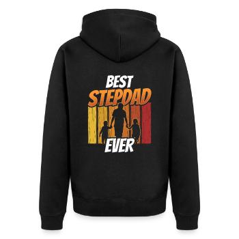 Best Stepfather Ever Stepdad Stepdad - Unisex Premium Organic Zip Hoodie - black - Back - Nico (187cm)