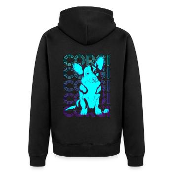 Corgi Retro Gift - Unisex Premium Organic Zip Hoodie - black - Back - Nico (187cm)