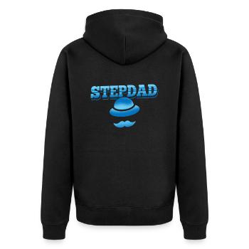 Stiefvater Stepdad Vatertag Stiefpapa - Unisex Premium Bio Zip Hoodie - Schwarz - Hinten - Nico (187cm)