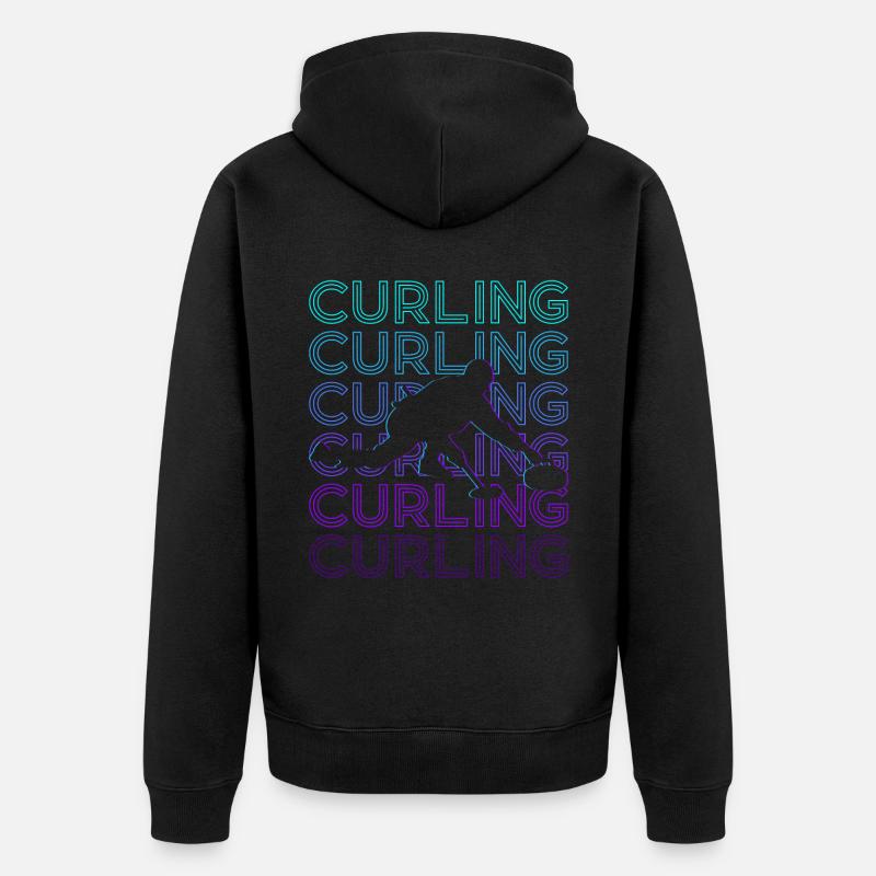Cadeau rétro de curling - Veste à capuche bio Premium Unisexe - noir