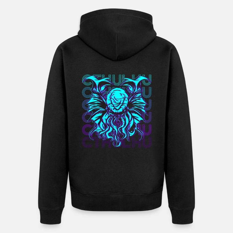Cthulhu Necronomicon Monster Retro Cadeau - Veste à capuche bio Premium Unisexe - noir