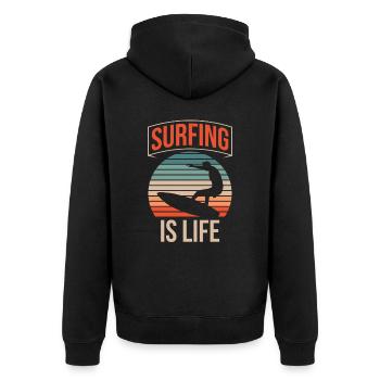 Le surf, c’est la vie Surfboard Surf Surfer - Veste à capuche bio Premium Unisexe - noir - Dos - Nico (187cm)