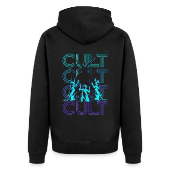 Kult Baphomet Okkult Heidentum Wicca Retro Geschen - Unisex Premium Bio Zip Hoodie - Schwarz - Hinten - Nico (187cm)